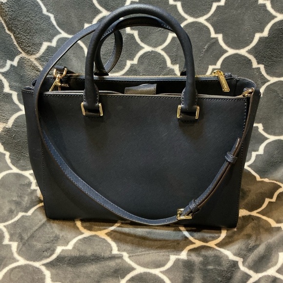 Micheal Kors Navy Blue Large Saffiano Leather Satchel - Picture 2 of 10